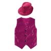 Jhaoyu Kids Boys Girls Sequins Jacket Shirt Vest Waistcoat Hip-hop Jazz Dance Performance Christmas Top with Hat Rose 5-6 Years view 3