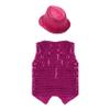 Jhaoyu Kids Boys Girls Sequins Jacket Shirt Vest Waistcoat Hip-hop Jazz Dance Performance Christmas Top with Hat Rose 5-6 Years view 4