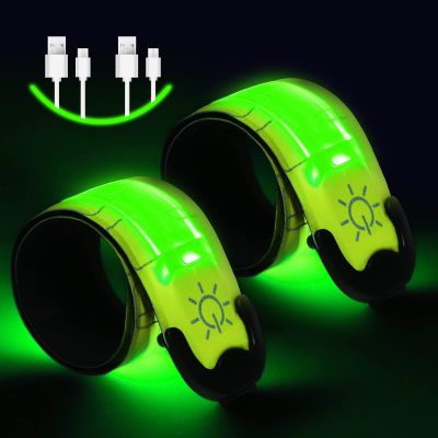 Aucuu Light Up Armband LED Slap Safety Armband for Kids Night Walking, LED Luminous Armband Magic Strap for Running, Cycling, Jogging