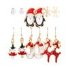 6 Pair Christmas Earrings for Women Funny Holiday Xmas Stud Earrings Bow Bell Candy Reindeer Snowflake Santa Claus Tree Enamel Drop Dangle Earrings for Christmas Gifts -Style 4 view 1