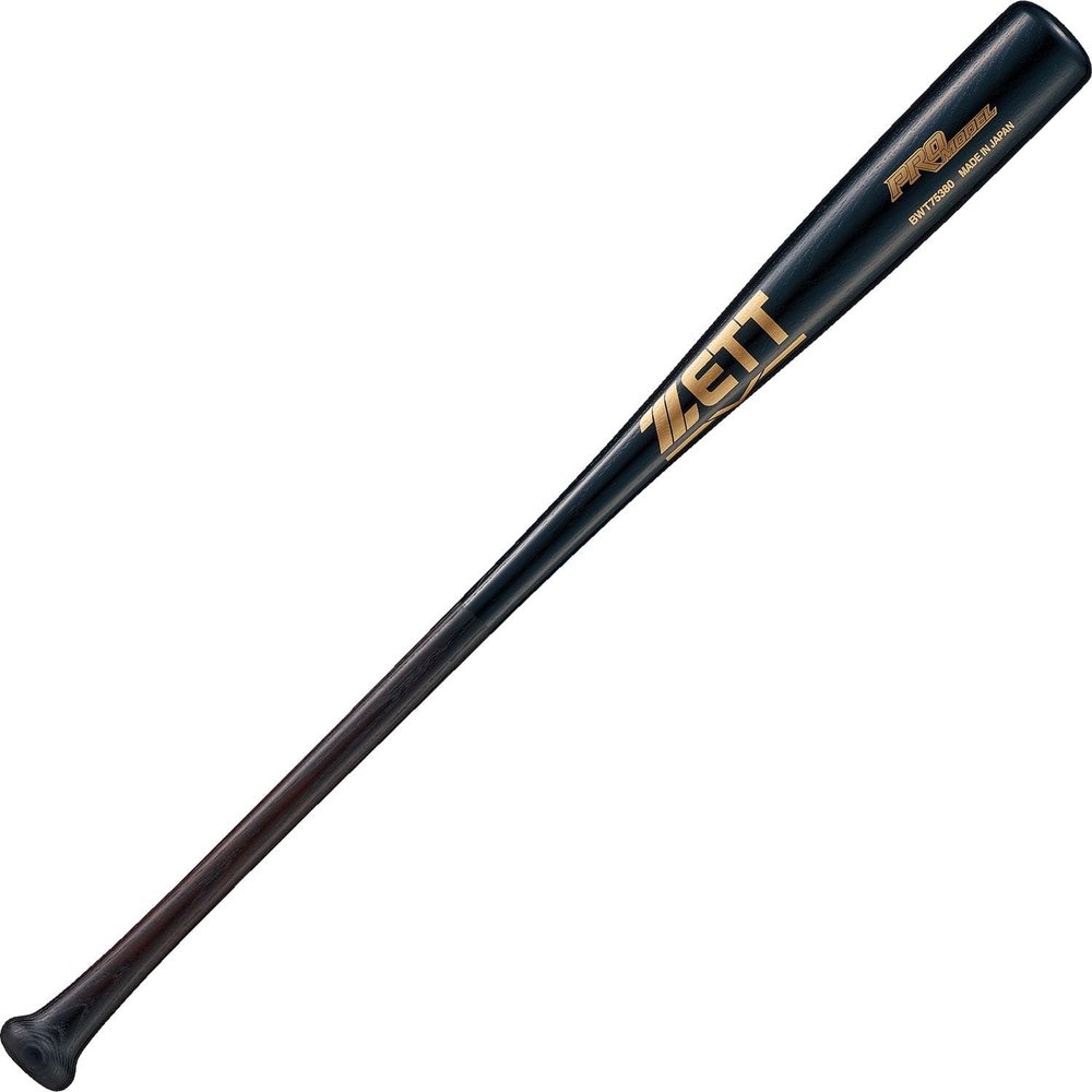 ZETT BWT75380 Soft Baseball Bat, Pro Model, Wood, 31.5 inches (80 cm), 22.3 oz (650 g) Average, Thin Dark x Black (3719SA), Made in Japan