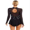 FEESHOW Women Figure Skating Dresses Glittery Rhinestone Lyrcial Dresses Contemporary Dance Costumes Uniforms #04-Black X-Large view 4