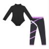 Jugaoge Girls Gymnastics Outfits Kids Dance Ballet Leotard and Stretch Leggings Set Athletic Biketard Lavender 7-8 Years view 3