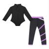 Jugaoge Girls Gymnastics Outfits Kids Dance Ballet Leotard and Stretch Leggings Set Athletic Biketard Lavender 7-8 Years view 4