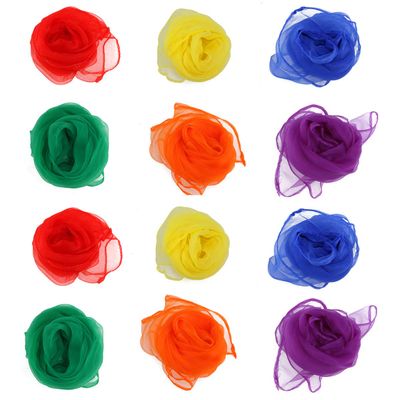 Toyvian 12Pcs Dance Scarves for Music Scarves Dance Scarf Play Scarves for Children Movement Square Juggling Silk Tricks Scarves Scarves(6 Colors, x)