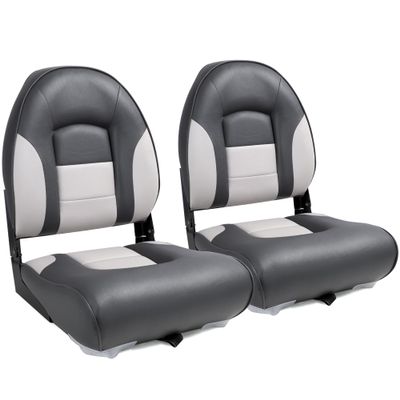 NORTHCAPTAIN Deluxe A Pair of Marine High Back Folding Fishing Boat Seat,Stainless Steel Screws Included,Charcoal/Light Grey(2 Seats)