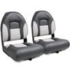 NORTHCAPTAIN Deluxe A Pair of Marine High Back Folding Fishing Boat Seat,Stainless Steel Screws Included,Charcoal/Light Grey(2 Seats) view 1