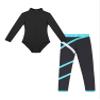dPois Kids Girls Gymnastics Turtleneck Leotard with Athletic Leggings 2 Pieces Set Dance Ballet Dancewear Green 11-12 Years view 3