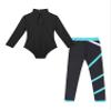dPois Kids Girls Gymnastics Turtleneck Leotard with Athletic Leggings 2 Pieces Set Dance Ballet Dancewear Green 11-12 Years view 4