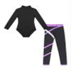 dPois Kids Girls Gymnastics Turtleneck Leotard with Athletic Leggings 2 Pieces Set Dance Ballet Dancewear Lavender 9-10 Years view 3