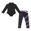 dPois Kids Girls Gymnastics Turtleneck Leotard with Athletic Leggings 2 Pieces Set Dance Ballet Dancewear Lavender 9-10 Years view 4