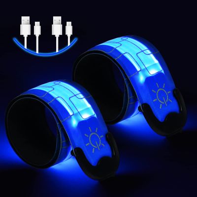 Aucuu Light Up Armband LED Slap Safety Armband for Kids Night Walking, LED Luminous Armband Magic Strap for Running, Cycling, Jogging