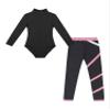 dPois Kids Girls Gymnastics Turtleneck Leotard with Athletic Leggings 2 Pieces Set Dance Ballet Dancewear Pink 11-12 Years view 3