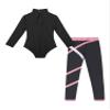 dPois Kids Girls Gymnastics Turtleneck Leotard with Athletic Leggings 2 Pieces Set Dance Ballet Dancewear Pink 11-12 Years view 4