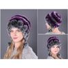 Queenbox Faux Rex Rabbit Fur Knit Hat with Pom Warm Winter Furry Women Ski Beanie Cap, 16 view 2