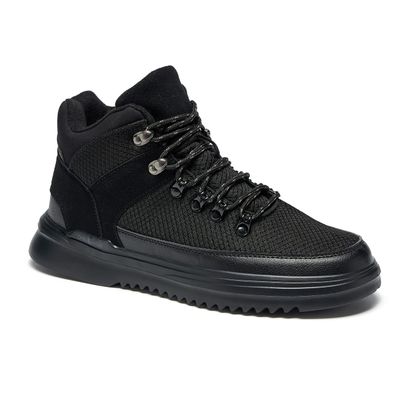 OrthoComfoot Mens Fashion Plantar Fasciitis Hiking Boots, Orthopedic Arch Support Comfortable Winter Working Sneakers Waterproof Black Size 9