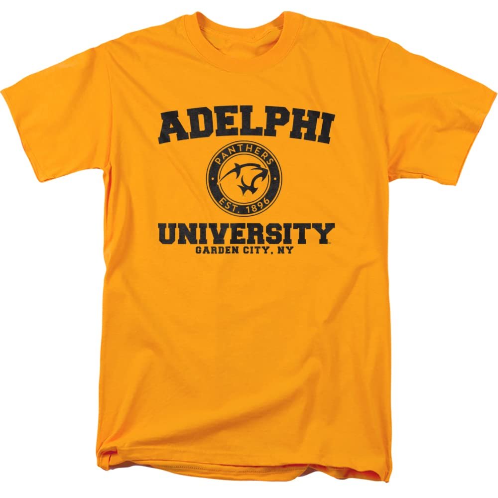 Adelphi University Official Circle Logo Unisex Adult T Shirt,Gold, X-Large