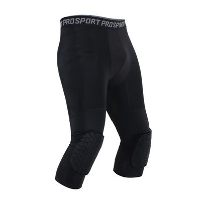 Blaward Men Compression Pants Leggings Athletic Base Layer Workout Running Gym Active Tights Basketball Pants with Knee Pads