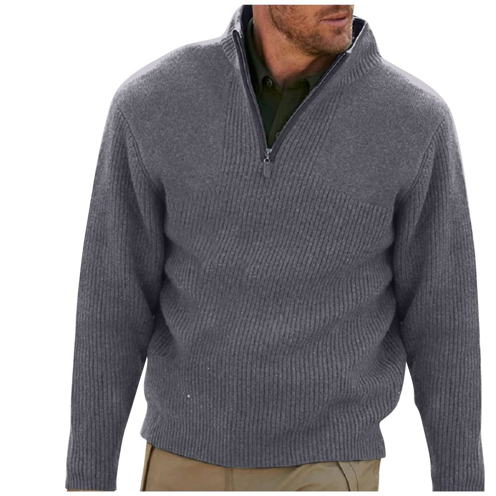Ymosrh Men Sweater, Pullover Sweater Couple Christmas Sweaters V Neck Men's Casual Comfort Quarter Zip Thick Early Fall Deer Plush Sweater Top and Pullovers Zipper Funny Sweater Mens (3XL, Gray)