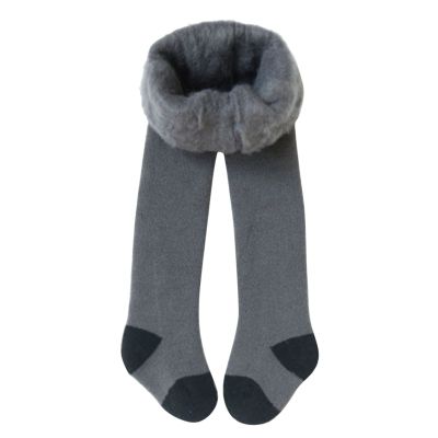 Track Pants Zipper Toddler Kids Baby Girls Cotton Thick Fleece Lined Warm Full Leggings Pantihose (Grey, 12-24 Months)