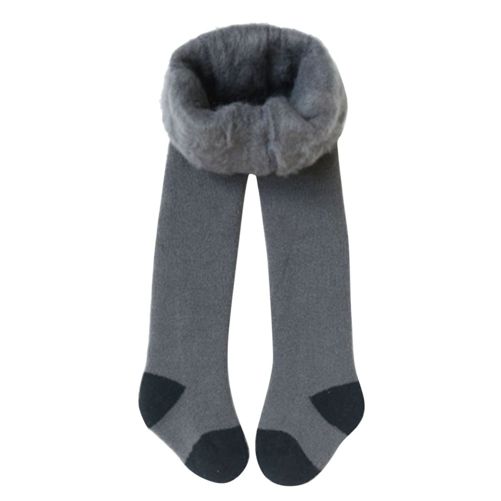 Track Pants Zipper Toddler Kids Baby Girls Cotton Thick Fleece Lined Warm Full Leggings Pantihose (Grey, 12-24 Months)