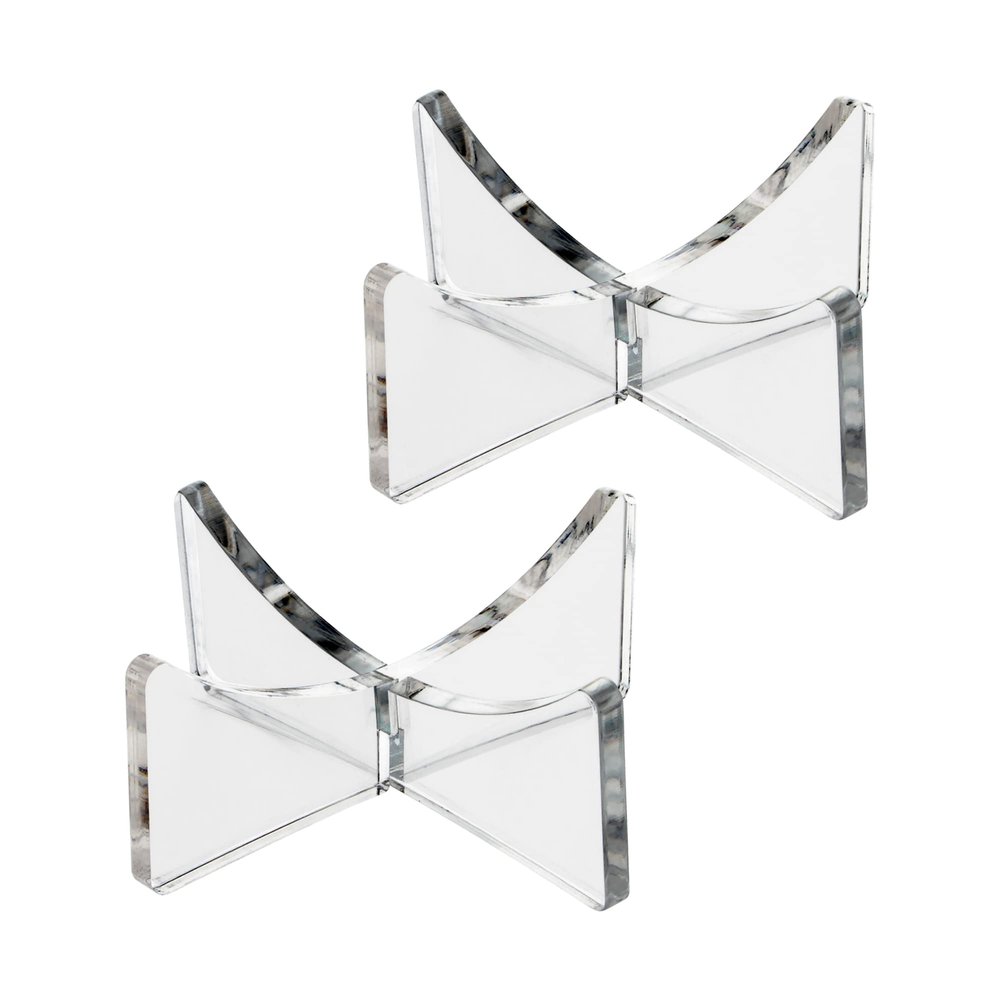 Acrylic Ball Stand Holder Display Stand for Football Basketball Soccer, Volleyball Rugby Sports Ball Storage Rack, Trophy Autograph Memorabilia Display Cases (3.54x1.3 inch, Clear)