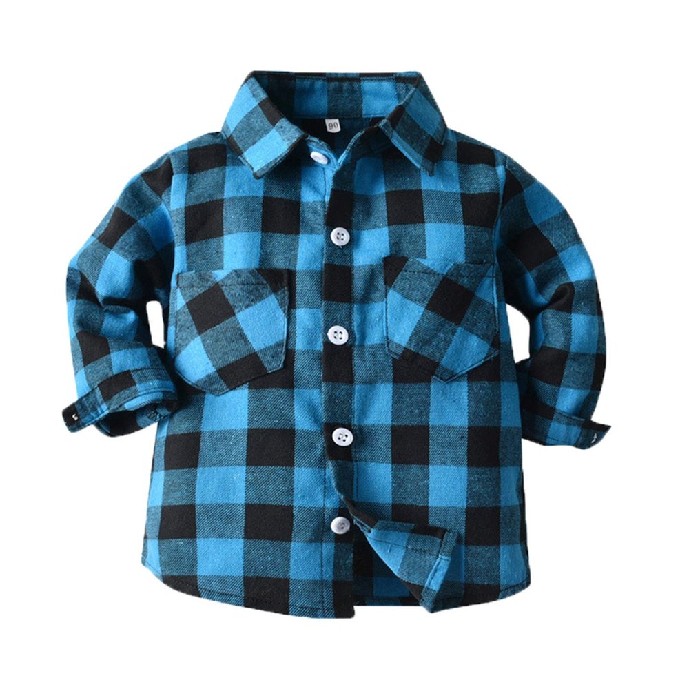 Boys Long Sleeve Medium Kids Toddler Flannel Shirt Jacket Plaid Long Sleeve Lapel Button Down (Green, 18-24 Months)