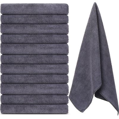 Handepo 12 Pcs Microfiber Workout Gym Towels, 360 GSM 12 x 30 Inch Gentle and Fast Drying Absorbent Towels for Men Women Yoga Travel Sports(Gray)
