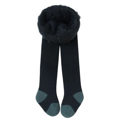 Track Pants Zipper Toddler Kids Baby Girls Cotton Thick Fleece Lined Warm Full Leggings Pantihose (Black, 2-4 Years)
