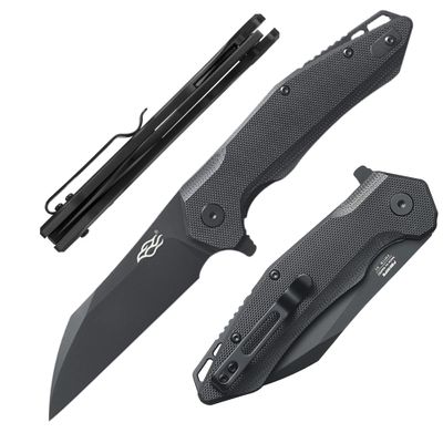 Firebird GANZO FH31B-BK Pocket Folding Knife Wharncliffe D2 Steel Black Blade G10 Anti-Slip Handle with Clip Camping Hunting Fishing Folder Outdoor EDC Knife (Black)
