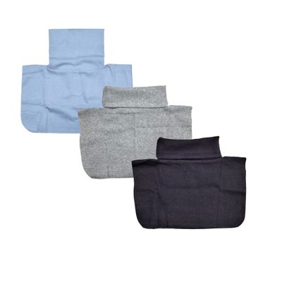 3-Pack Kids Mock Neck Dickey Collar, Cotton Detachable Turtleneck Warmer for Boys & Girls, Layering Accessory, Made in Korea (Sky+Gray+Charcoal)