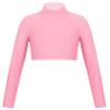 QinCiao Girls Sportswear Athletic Cheerleading Turtleneck Gymnastics T-Shirt Crop Top for Ballet Dance Perfor Workout Pink 12-14 view 1