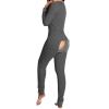 KMBANGI Women's One Piece Ugly Christmas Pajamas Print Sexy Butt Button Back Flap Jumpsuit Sleepwear Romper Plus Size (Flap Butt Gray,S) view 1