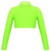 QinCiao Girls Sportswear Athletic Cheerleading Turtleneck Gymnastics T-Shirt Crop Top for Ballet Dance Perfor Workout Fluorescent Green 12-14 view 1