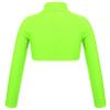 QinCiao Girls Sportswear Athletic Cheerleading Turtleneck Gymnastics T-Shirt Crop Top for Ballet Dance Perfor Workout Fluorescent Green 12-14 view 2