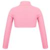 QinCiao Girls Sportswear Athletic Cheerleading Turtleneck Gymnastics T-Shirt Crop Top for Ballet Dance Perfor Workout Pink 8-10 view 2
