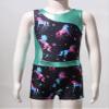Yartina Girls Printed Gymnastics Leotard Dance Outfit 2 Pieces Swimwear Jumpsuit with Shorts Suit Dark Night 8 Years view 3