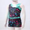 Yartina Girls Printed Gymnastics Leotard Dance Outfit 2 Pieces Swimwear Jumpsuit with Shorts Suit Starry Black 6 Years view 3