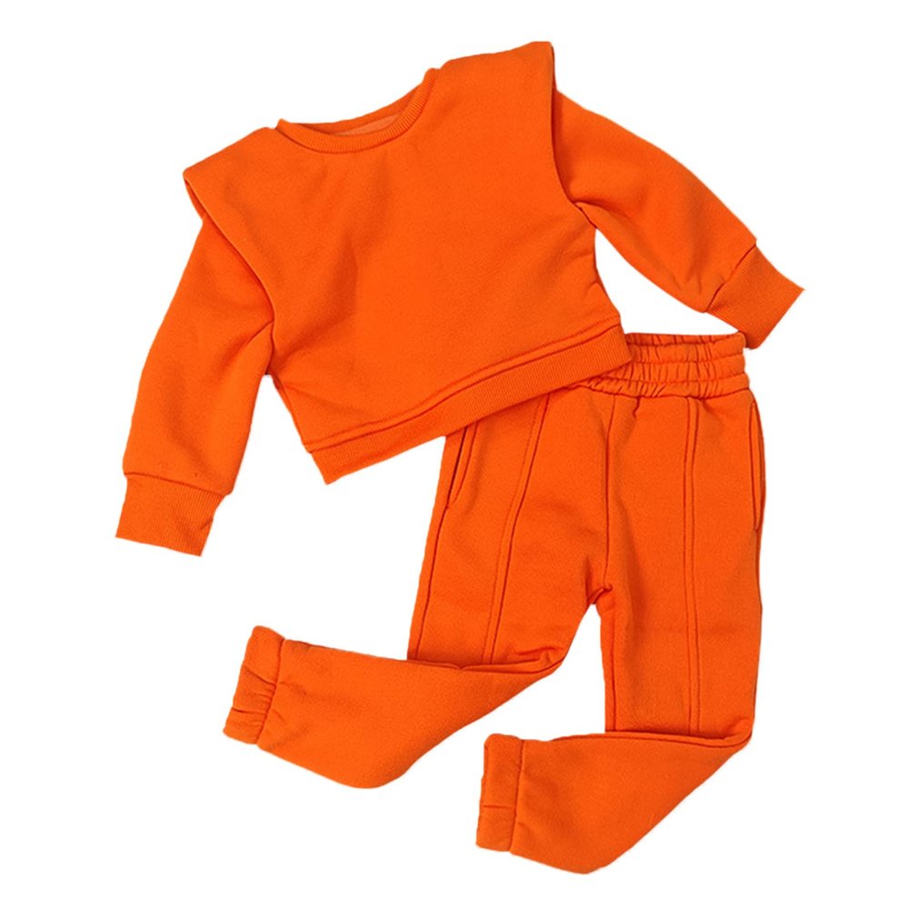 2pcs Girls Winter Outfit, Kids Girls Solid Cotton Long Sleeve T Shirt and Long Pants Set Outfits Clothes (A, 4-5 Years)