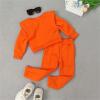 2pcs Girls Winter Outfit, Kids Girls Solid Cotton Long Sleeve T Shirt and Long Pants Set Outfits Clothes (A, 4-5 Years) view 2