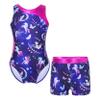 Yartina Girls Printed Gymnastics Leotard Dance Outfit 2 Pieces Swimwear Jumpsuit with Shorts Suit Navy Blue 6 Years view 1