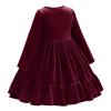 Baby Girl Santa Dress, Family Photoshoot Matching Outfits, Girls Solid Long Sleeve Pleated Knit Dress Easter Girl Dress Baby Fall Dress Wine Red 2-3 Years view 4