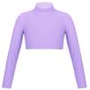 QinCiao Girls Sportswear Athletic Cheerleading Turtleneck Gymnastics T-Shirt Crop Top for Ballet Dance Perfor Workout Lavender 8-10 view 1