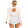 FEESHOW Women Figure Skating Dresses Glittery Rhinestone Lyrcial Dresses Contemporary Dance Costumes Uniforms #04-White X-Large view 2