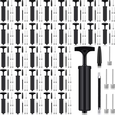 Fumete 100 Sets Ball Pump Bulk Air Pump for Sports Balls Include Needle Nozzle Extension Hose Portable Hand Inflation Kit for Basketball Soccer Football Balloon(Black)