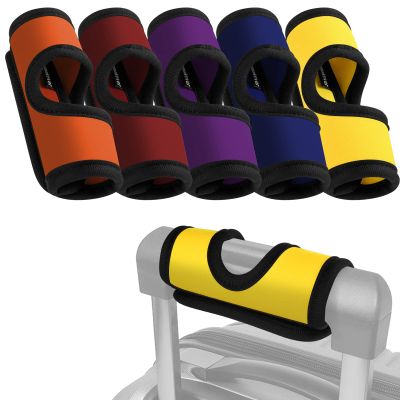 5 Pcs Neoprene Luggage Handle Wrap Handle Grip Luggage Tags Identifier Hollow Design for Push-Button, Bright Luggage Markers for Airport Travel Luggage Suitcase Trolley Case