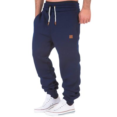 XUETON Fleece Sweatpant for Men Slim Fit Tapered Leg Gym Running Workout Pants Athletic Drawstring Joggers with Pockets(Navy,Medium)