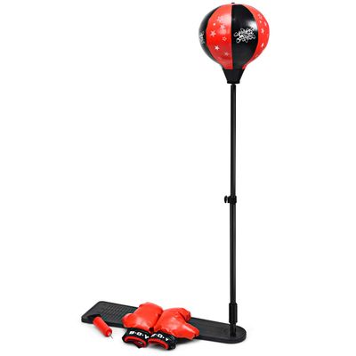 Costzon Punching Bag for Kids, Boxing Bag Set Toy with Height Adjustable Stand, Kids Boxing Gloves and Hand Pump, Freestanding Boxing Equipment Gift for Boys and Girls 8+ Years Old