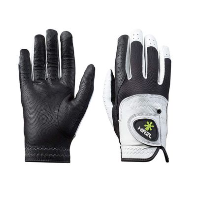 HIRZL Trust Control 2.0 Ladies Golf Gloves, All Weather Womens Golf Glove White/Black | Kangaroo Leather | Cabretta Leather Backhand | Trusted by Pros | Ultimate Grip, Medium - Worn on Right Hand