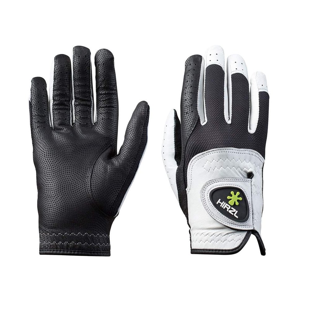 HIRZL Trust Control 2.0 Ladies Golf Gloves, All Weather Womens Golf Glove White/Black | Kangaroo Leather | Cabretta Leather Backhand | Trusted by Pros | Ultimate Grip, Medium - Worn on Right Hand